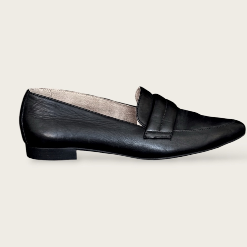 Paul Green Nori Black Leather Loafer Size AU 3 EU 36 Slip On Minimal Classic
